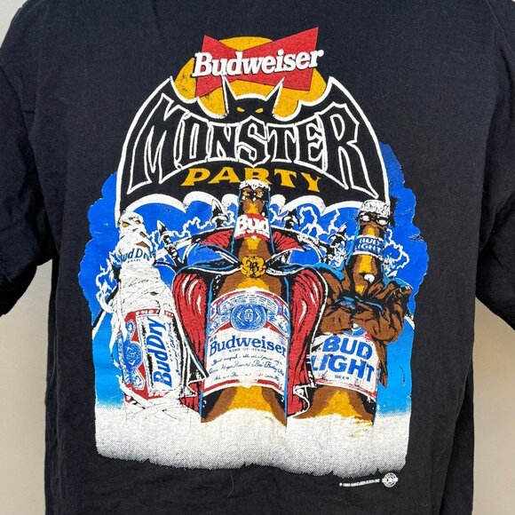 Vintage 1990s Budweiser Monster Party T-Shirt, Bud Light Beer Halloween Promo, L - Picture 4 of 7